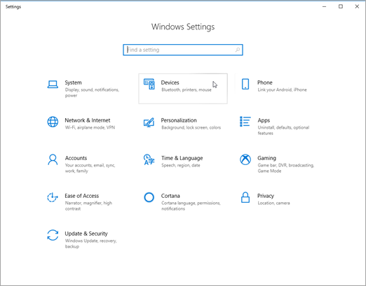 Windows device settings pic