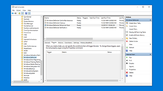 Scheduling a Windows Security scan in Task Scheduler