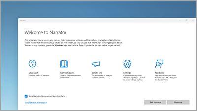 Using Narrator to navigate Windows